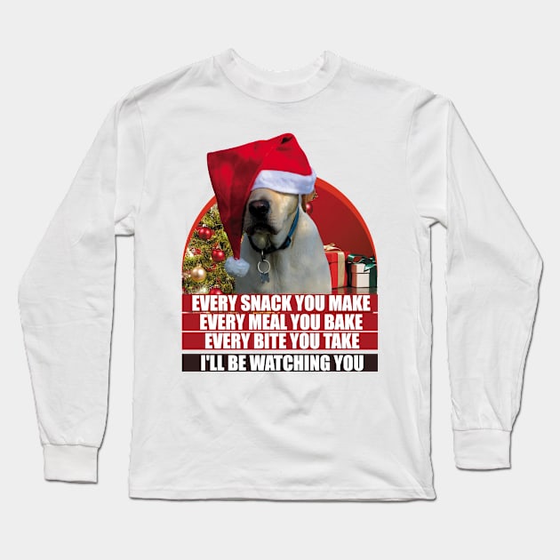 Golden Retriever whit Red Christmas Hat Funny Saying Long Sleeve T-Shirt by badCasperTess